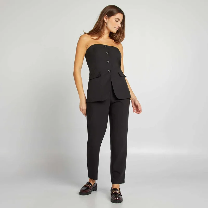 Kiabi Waistcoat-Style Strapless Top Black
